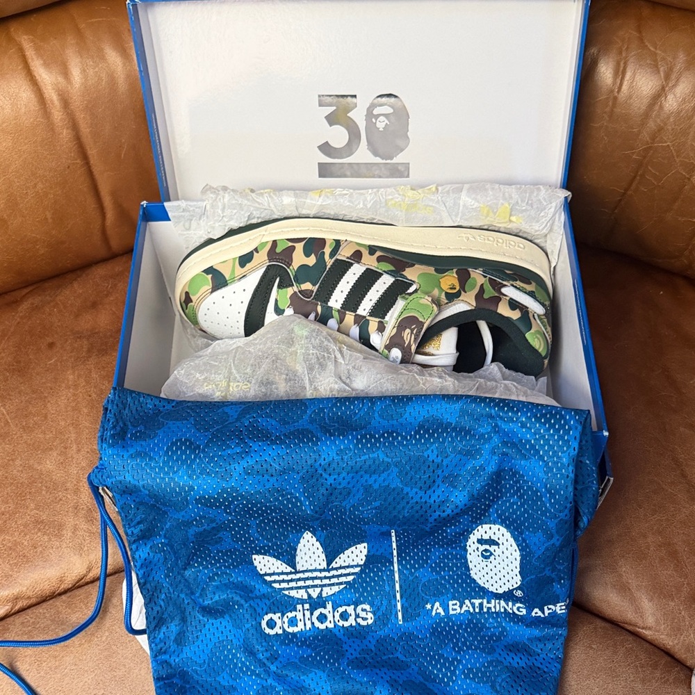 Adidas Bape Camo Sneakers with Black Stripes… Comes with bag